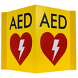 CARDIACT Metal Yellow AED Angle Bracket Sign – Large