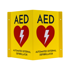 CARDIACT Metal Yellow AED Angle Bracket Sign
