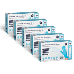 MEDIUM Handicare Blue Nitrile Powder Free 100 5/Pk