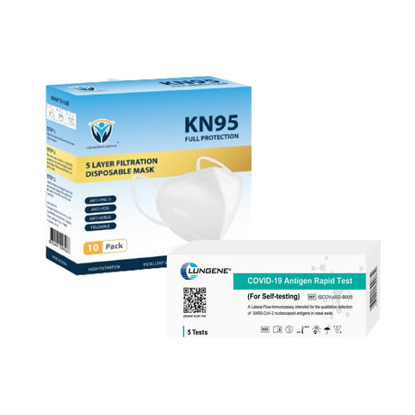 10 KN95 Respirator Masks Plus 5 Rapid Antigen Tests