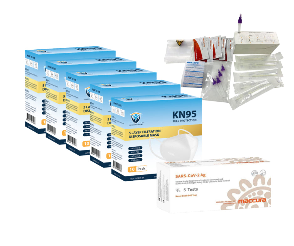 50 Disposable Masks with Bonus 5 Test Kit