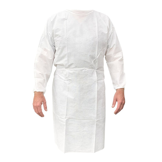 Disposable White Fluid Resistant Gown (Non-Sterile)