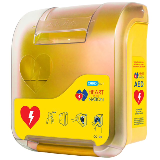 CARDIACT Alarmed AED Cabinet Yellow - 41 x 33 x 19cm