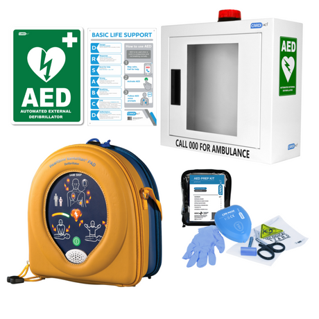 Heartsine 350P Semi Automatic AED Alarmed Cabinet Bundle