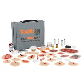 TraumaSim Advanced Trauma Moulage Kit (24 Silicone Wounds, Professional Simulation Kit)