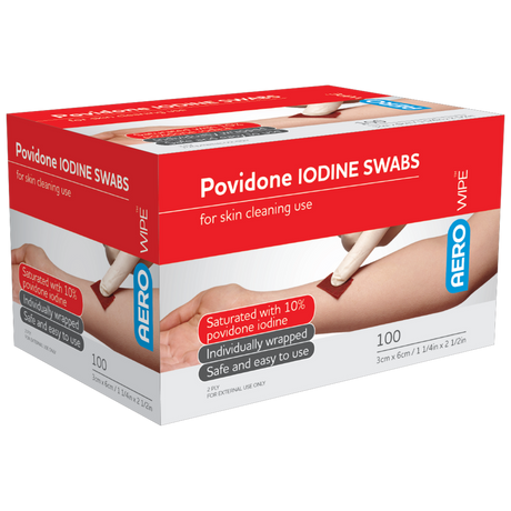 Povidone Iodine Swabs 2 ply 60mm x 33mm 100Pk