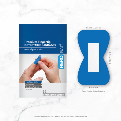 Premium Detectable Fingertip Dressing 7.5 x 4.5cm Box/25