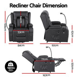 Power Lift Recliner Chair with Massage & Heat (PU Leather Black, USB, Cup Holders & Phone Holder)