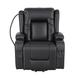 Artiss Lift Recliner Chair 8-Point Heated Massage USB Charging Port Phone Holder 135° Recline PU Leather Black