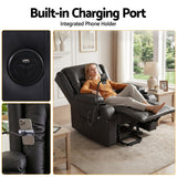 Artiss Lift Recliner Chair 8-Point Heated Massage USB Charging Port Phone Holder 135° Recline PU Leather Black