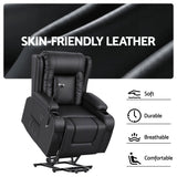 Artiss Lift Recliner Chair 8-Point Heated Massage USB Charging Port Phone Holder 135° Recline PU Leather Black