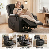 Artiss Lift Recliner Chair 8-Point Heated Massage USB Charging Port Phone Holder 135° Recline PU Leather Black