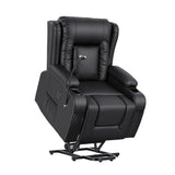 Artiss Lift Recliner Chair 8-Point Heated Massage USB Charging Port Phone Holder 135° Recline PU Leather Black