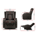 Artiss Lift Recliner Chair 8-Point Heated Massage 135° - Grey