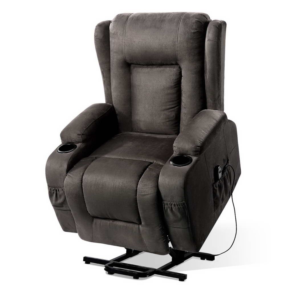 Artiss Lift Recliner Chair 8-Point Heated Massage 135° - Grey