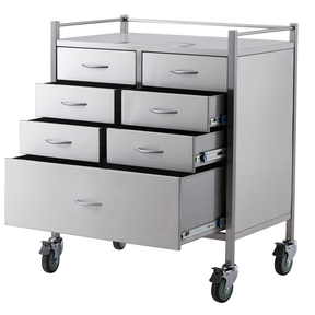 Stainless Steel Resuscitation Trolley Seven Drawer
