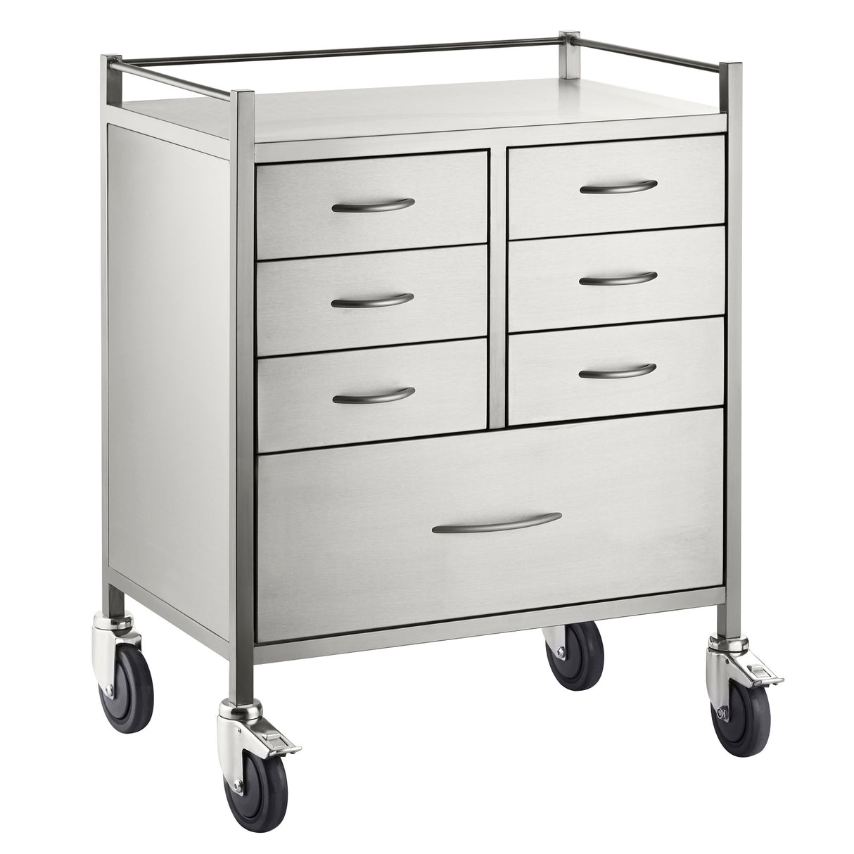 Stainless Steel Resuscitation Trolley Seven Drawer