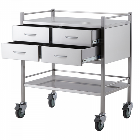 Stainless Steel Double Trolley Four Drawer (Two Over Two)