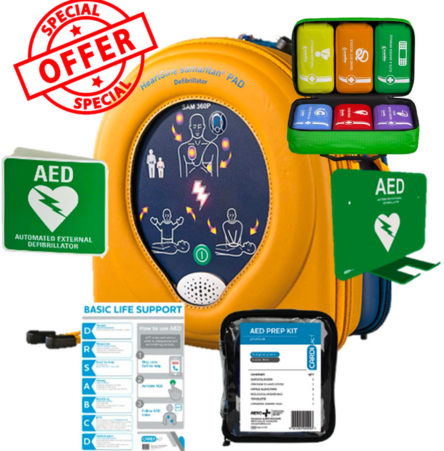 Heartsine 350P Semi Automatic AED First aid Kit Bundle