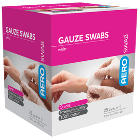 Sterile White Gauze Swab 5 x 5cm Box/25