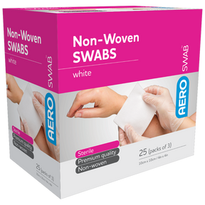 Sterile White Non-Woven Swab 10 x 10cm (Packs of 3)