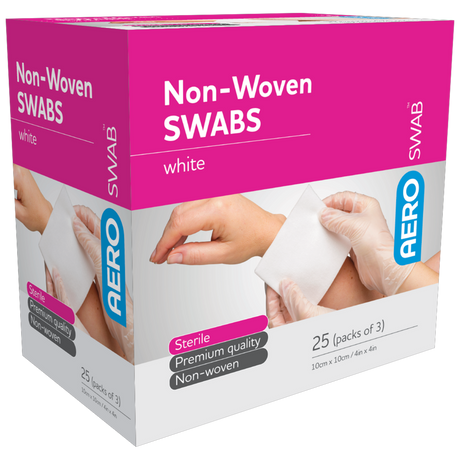 Sterile White Non-Woven Swab 10 x 10cm (Packs of 3)