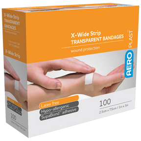 Transparent X-Wide Strip 7.5 x 2.5cm Box/100