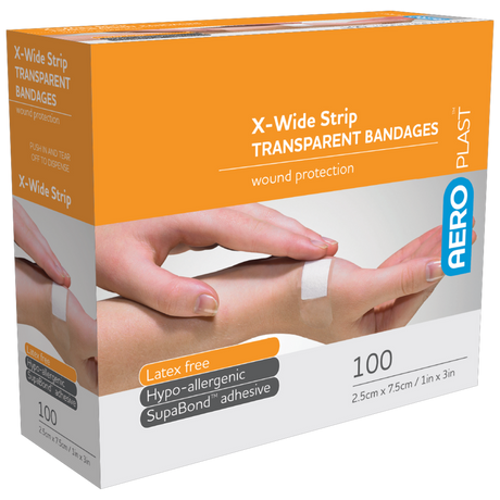Transparent X-Wide Strip 7.5 x 2.5cm Box/100