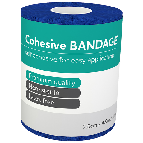 Blue Cohesive Bandages 7.5cm x 4.5M