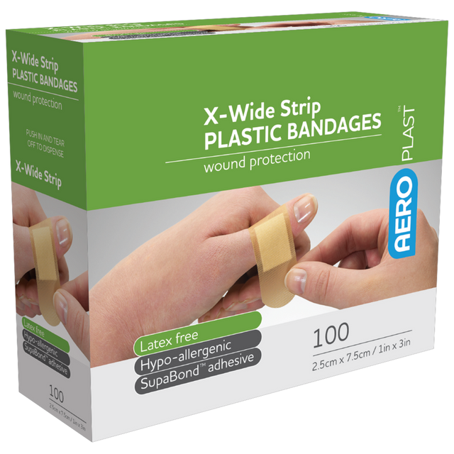 Plastic X-Wide Strip 7.5 x 2.5cm Box/100