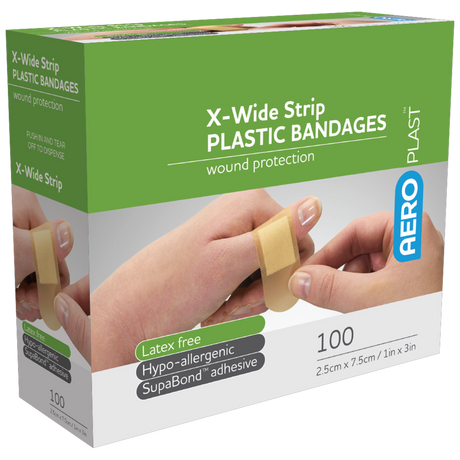Plastic X-Wide Strip 7.5 x 2.5cm Box/100 – 12 Boxes