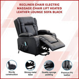 Palermo Electric Lift Recliner Chair - 150kg Black