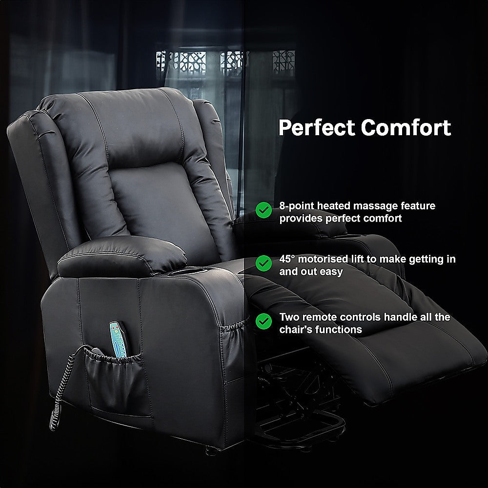 Palermo Electric Lift Recliner Chair - 150kg Black