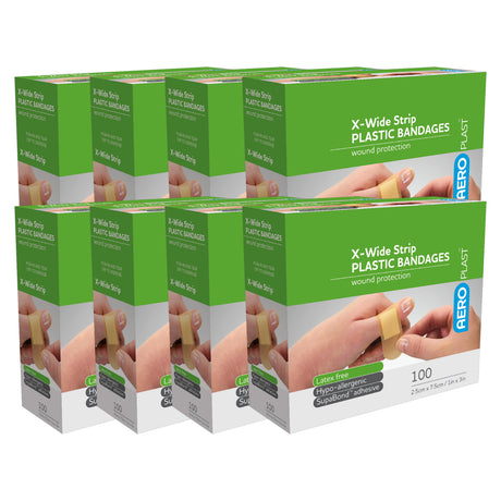 Plastic X-Wide Strip 7.5 x 2.5cm Box/100 – 12 Boxes