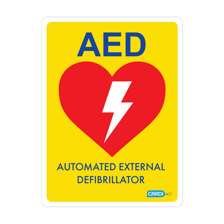 CARDIACT Yellow Poly AED Sign 22.5 x 30cm