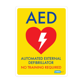 CARDIACT Yellow Poly AED Sign – No Training Required 22.5 x 30cm