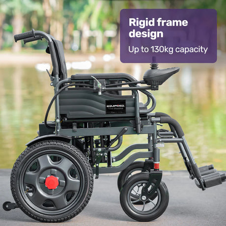 Electric Folding Wheelchair – XL 52cm Wide Seat, Black