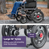Electric Folding Wheelchair – XL 52cm Wide Seat, Black