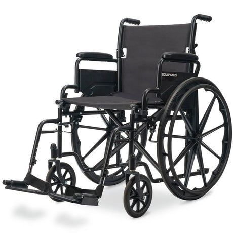 XL-Wide Quick-Folding Wheelchair 136kg Capacity - Black