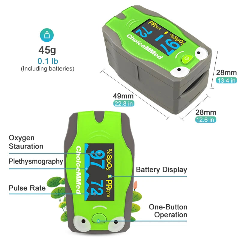 ChoiceMMed Paediatric Frog Pulse Oximeter – Twin Pack