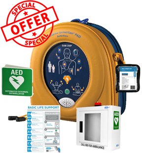 Heartsine 350P Semi Automatic AED Alarmed Cabinet Bundle